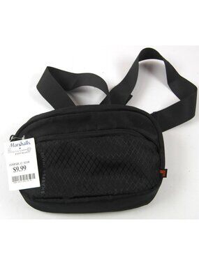 Sharper image Black Small Phone Crossbody Sling Bag, Zip Closure, Adjustable Str